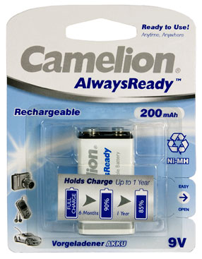 Camelion rechargeable 9 volt battery Always ready